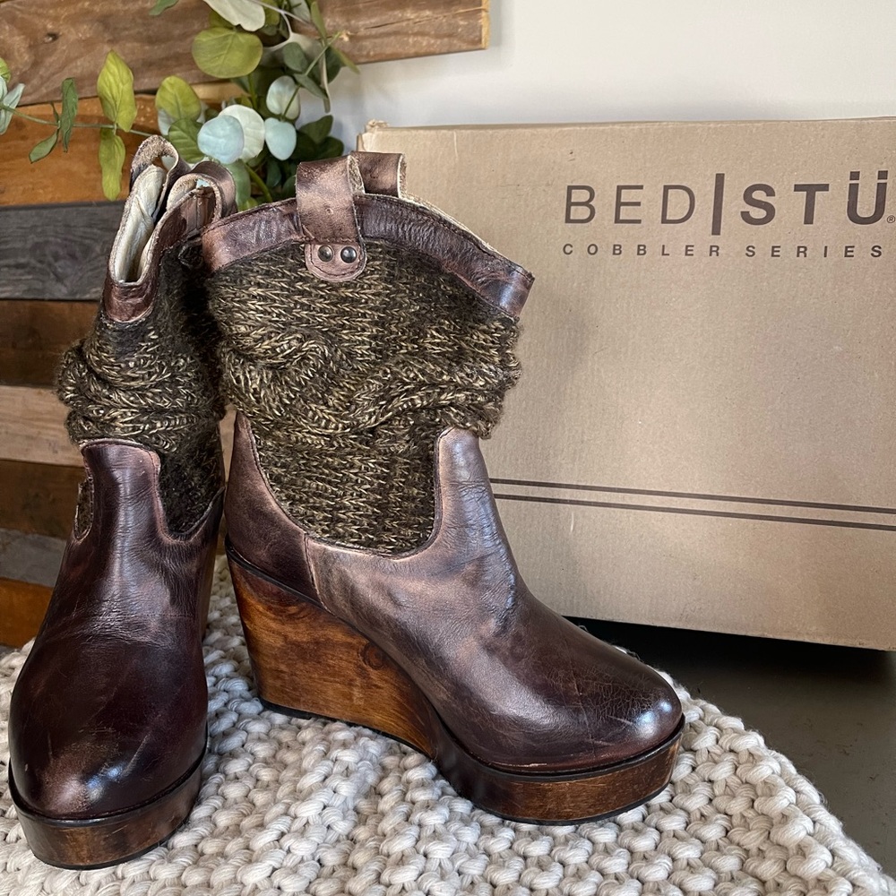 BED STU Bruges Slouch Distressed Leather Boots, 7.5. Great condition